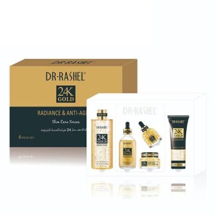 مجموعة الذهب 24 قيراط للتألق ومقاومة علامات التقدم في السن من د. راشيل 5 قطع